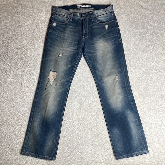 Express Rocco Slim Fit Straight Leg Jeans Denim Size 31 x 30 1/2 Distressed - Picture 9 of 9